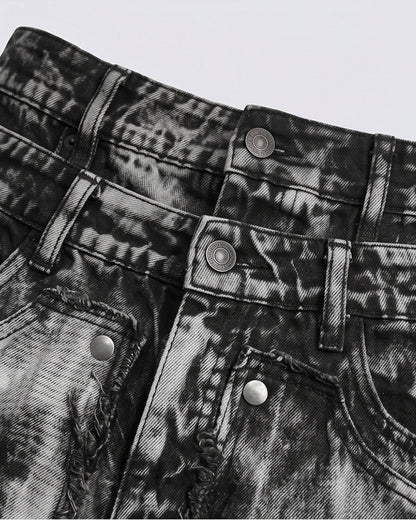 New Raw Hem Ripped Black Jean Shorts