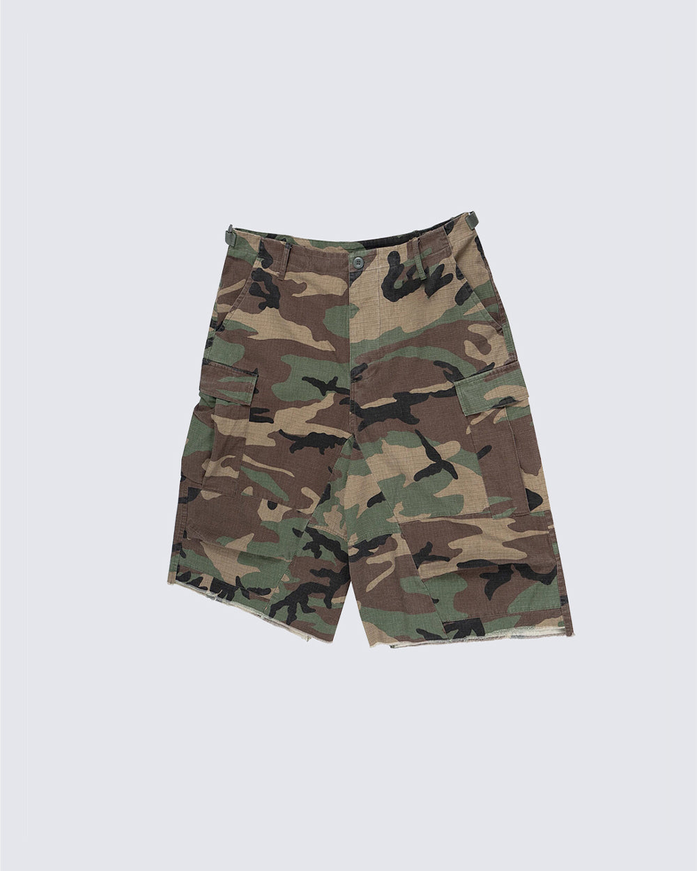 KIIKIO Utility Camo Cargo Pocket Wide Knee Shorts