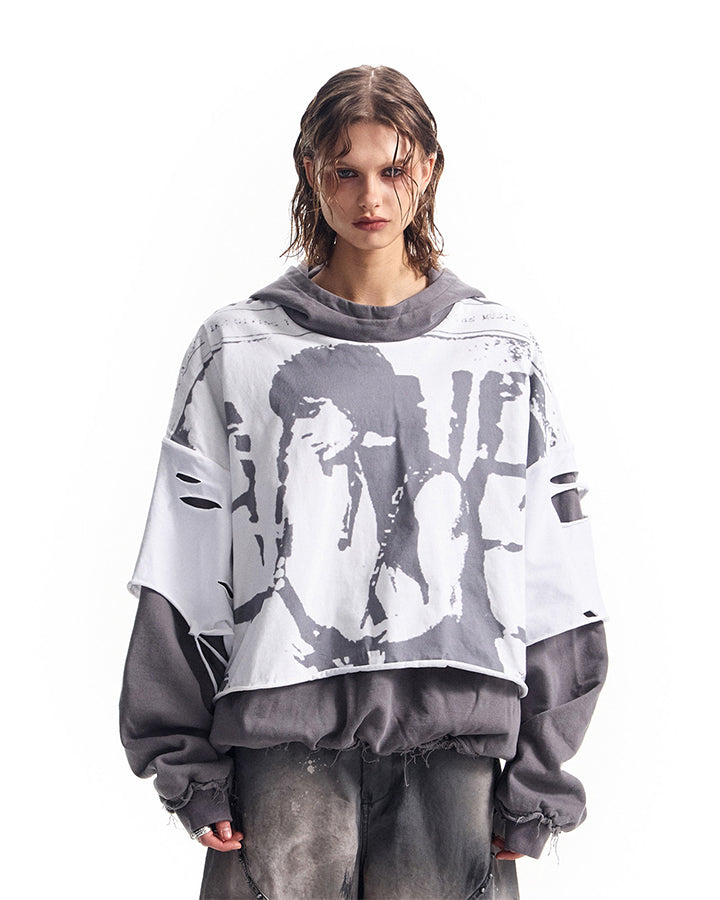 KIIKIO Grunge Layered Hoodie