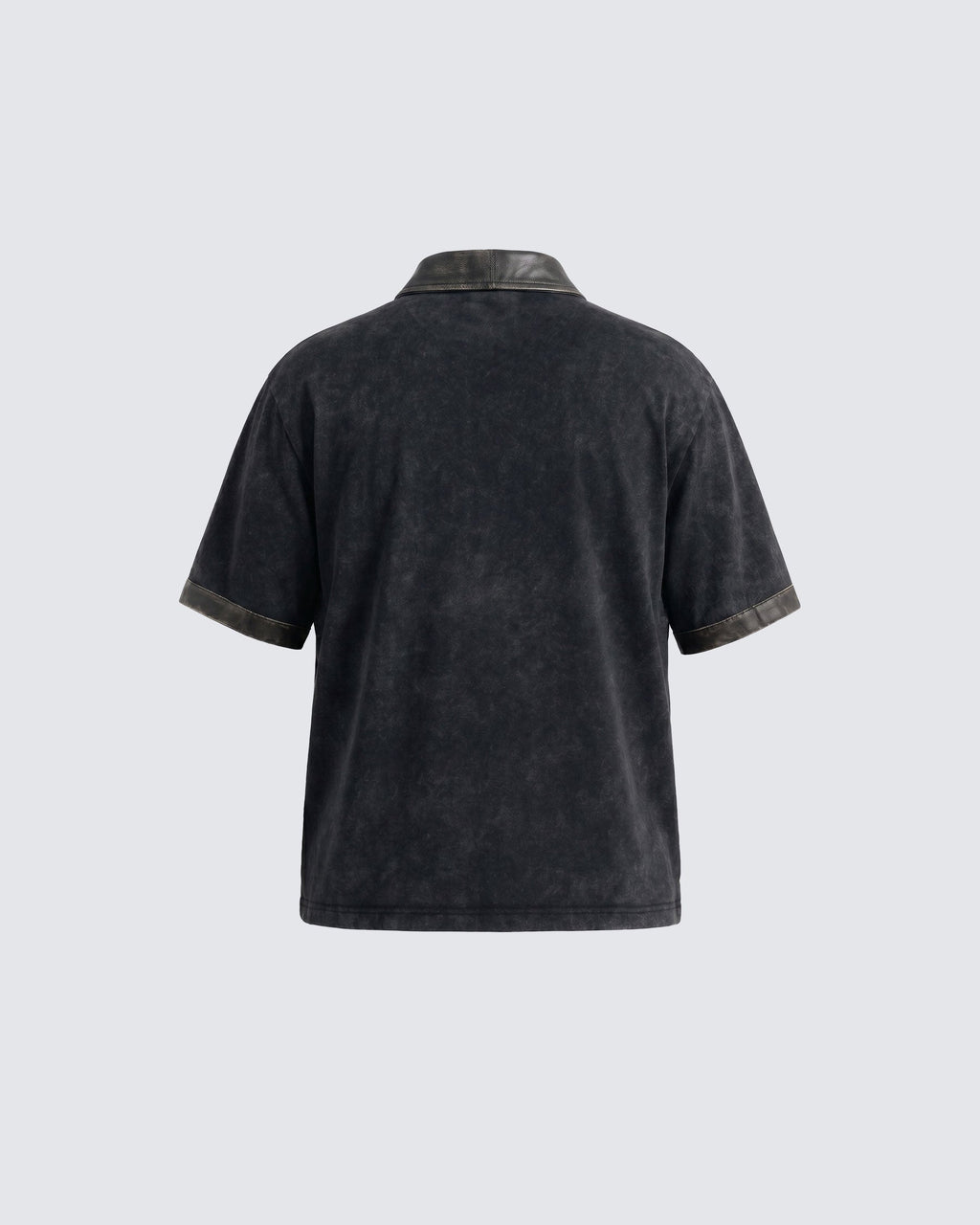 KIIKIO -New Vintage Washed Letter Print Polo Shirt