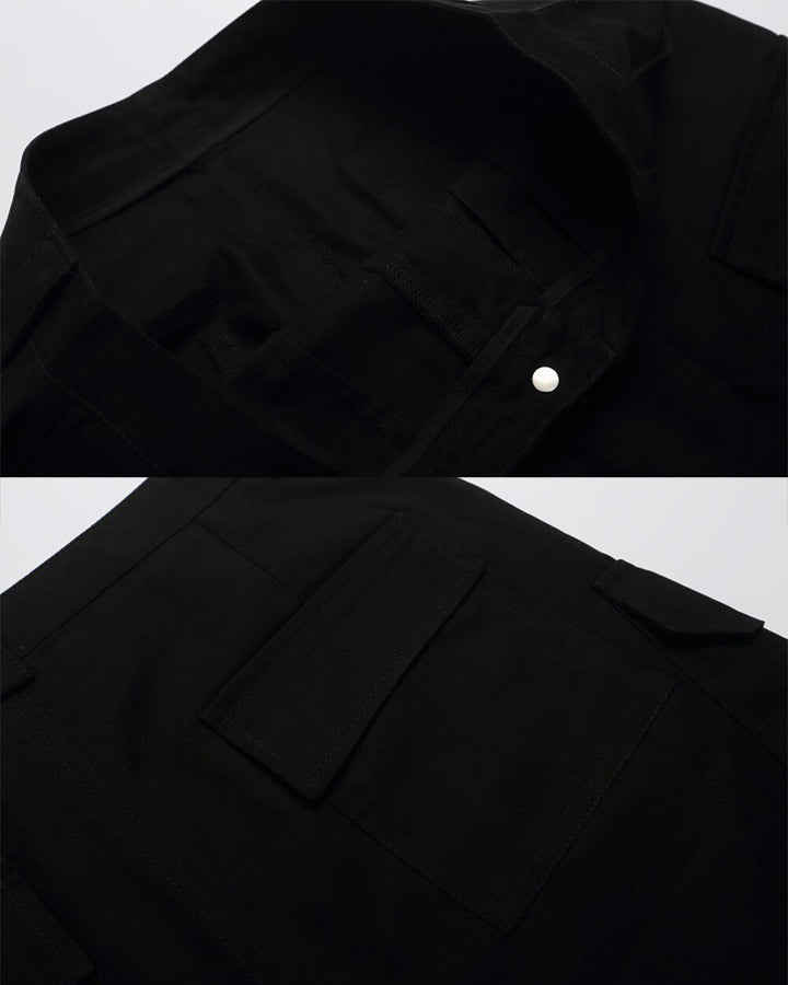 New Gothic Rivet Utility Layered Wide Shorts