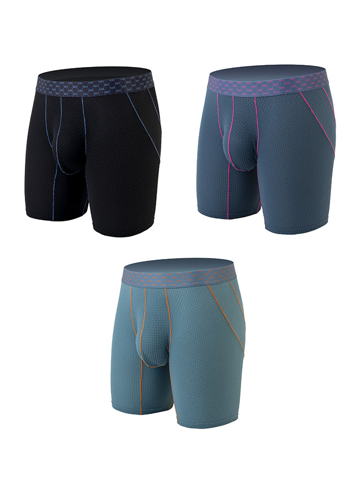 3 Pack Men's Anti-chafing Waffle Boxer Briefs