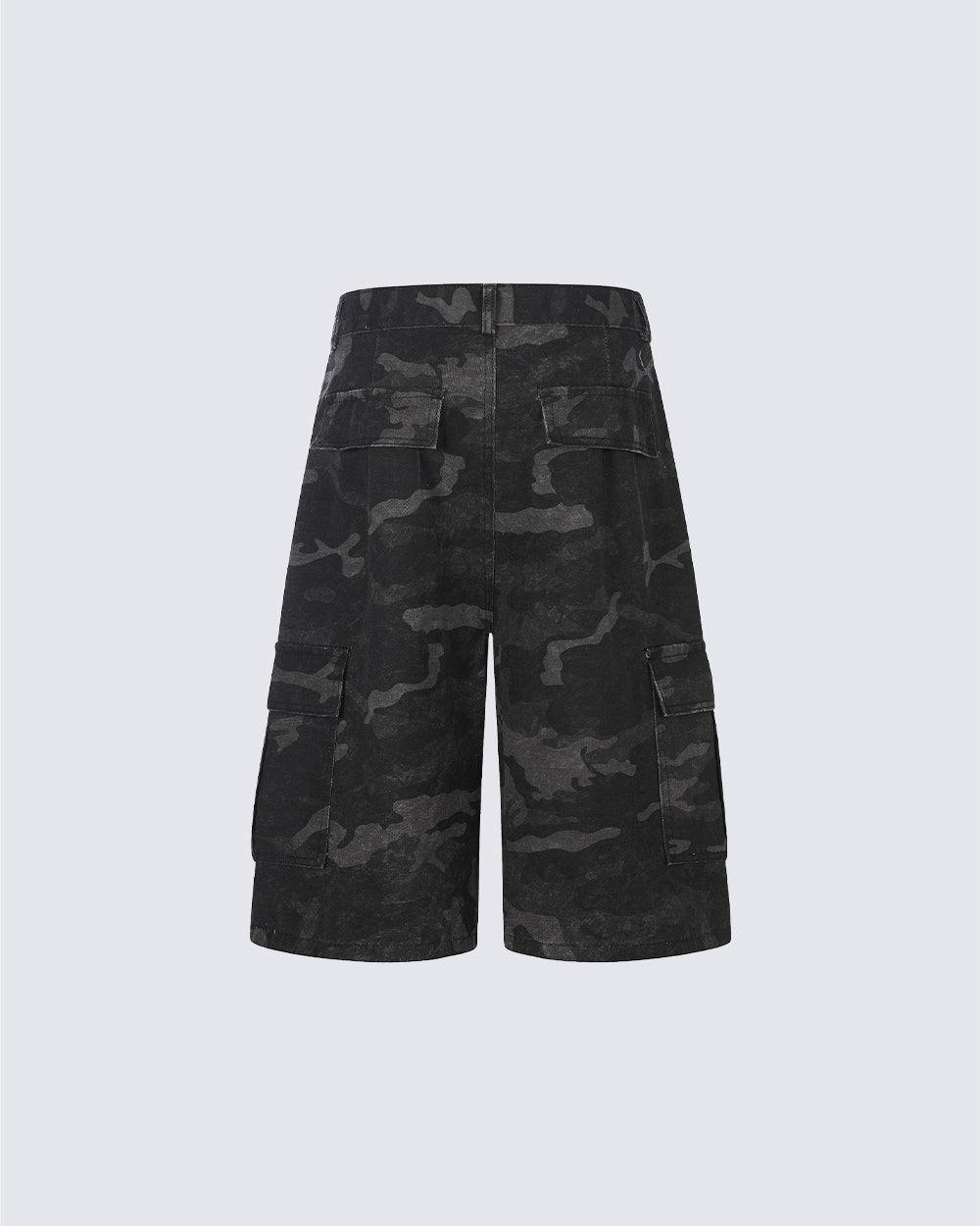 KIIKIO Utility Camo Cargo Pocket Wide Denim Shorts