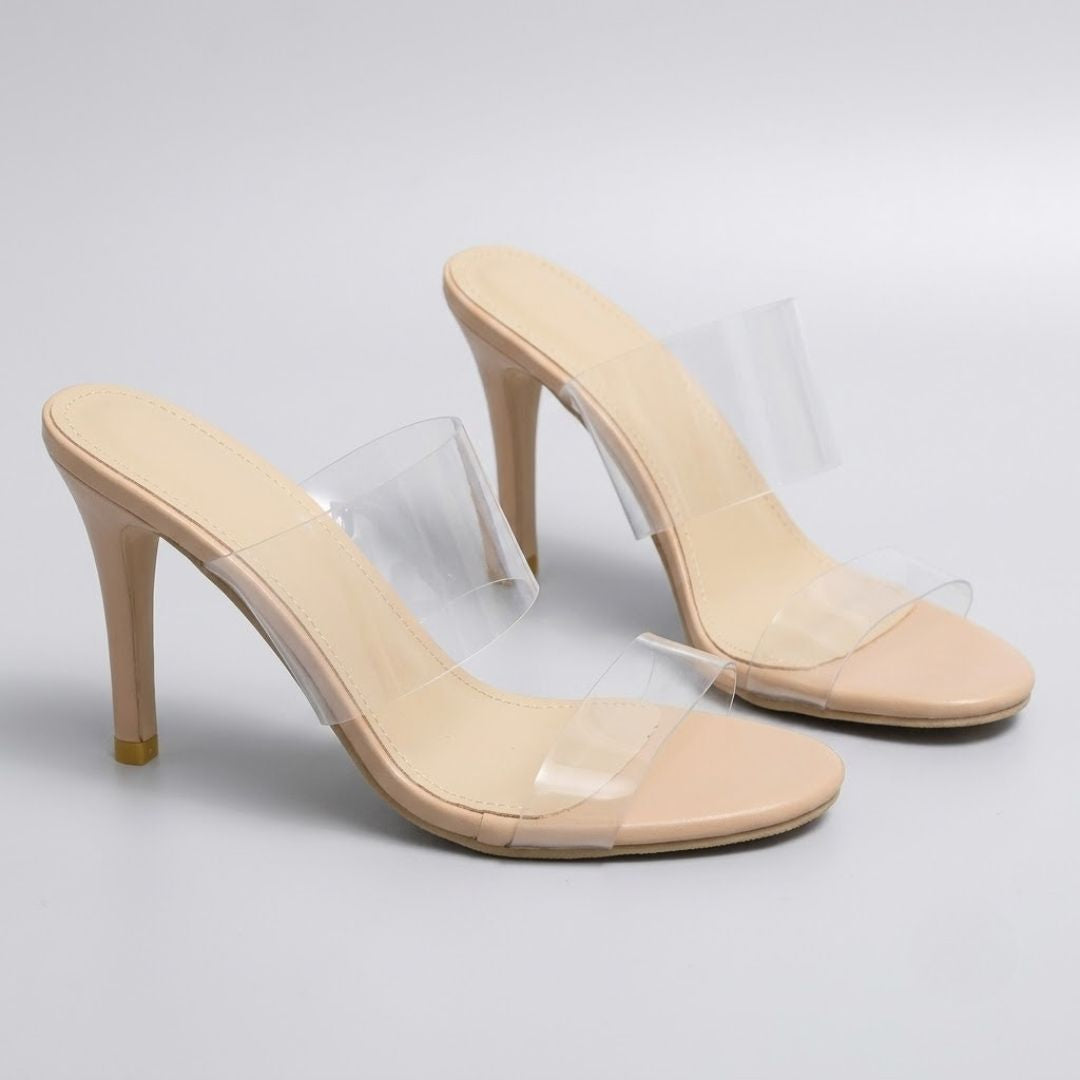 Aura Dual-Strap Clear Heels
