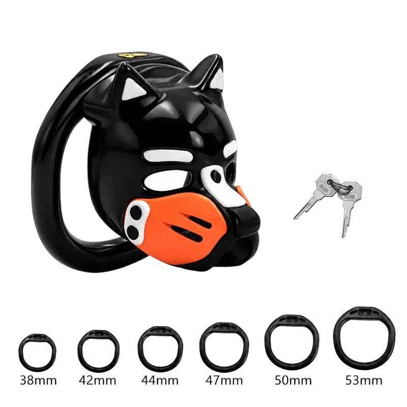 Pup Hood Chastity Cage Orange