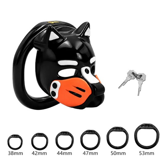 Pup Hood Chastity Cage Orange