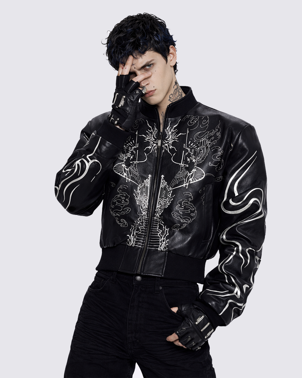 'Ascension Path' Embroidered Moto Jacket