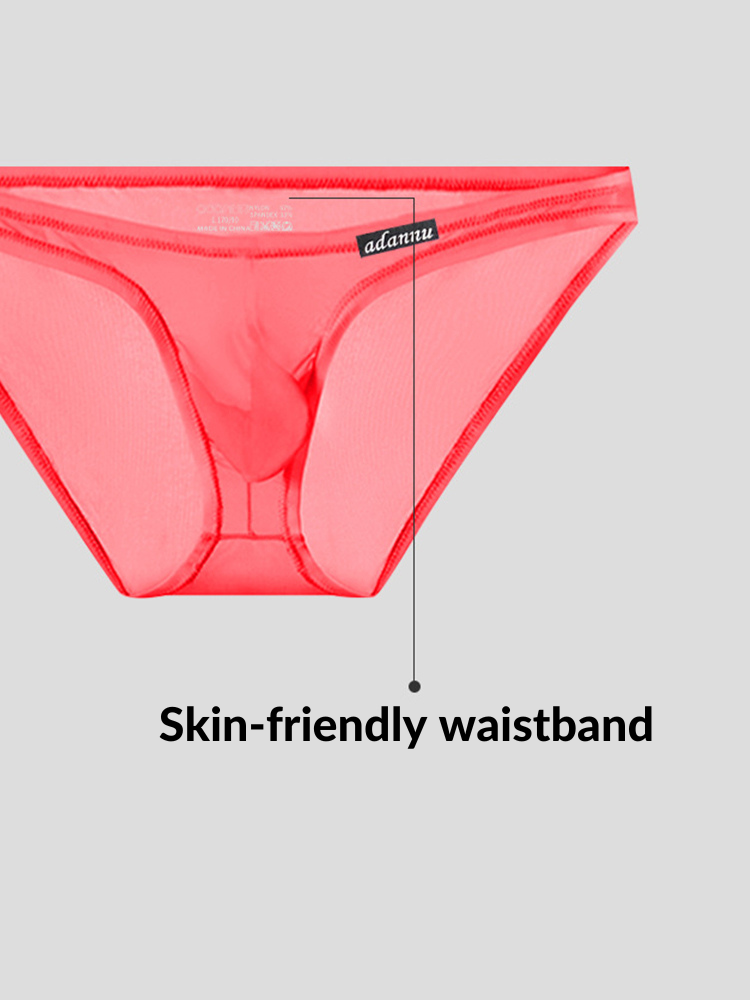 Men's Sheer Low-Rise Bikini with Contoured Pouch