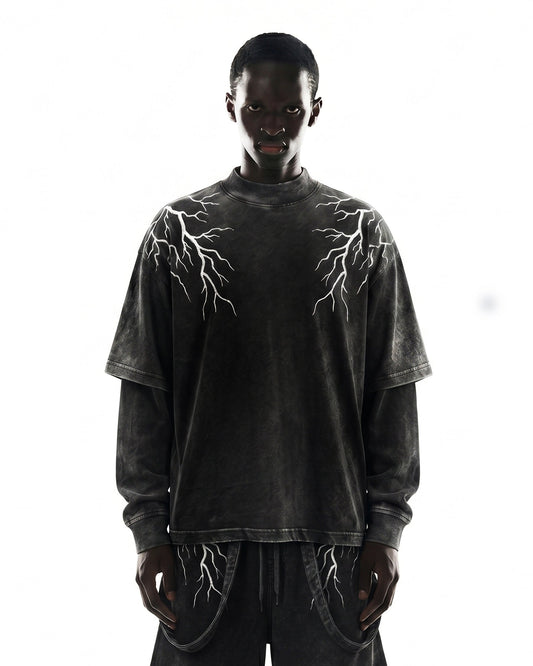LIGHTNING Series | Washed Layered Long Sleeve T-Shirt
