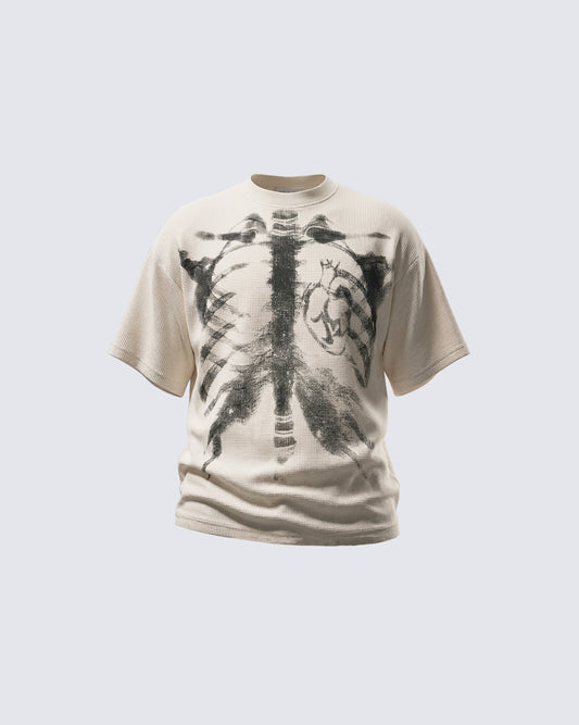 KIIKIO Skull Print Waffle T-Shirt