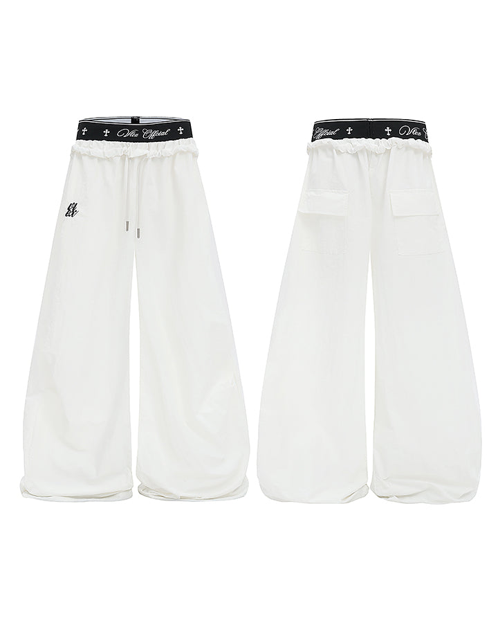 KIIKIO Retro Cross-Waistband Parachute Pants