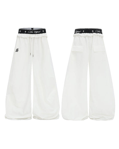KIIKIO Retro Cross-Waistband Parachute Pants