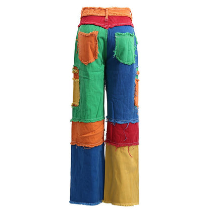 Rainbow Riot Patchwork Jeans