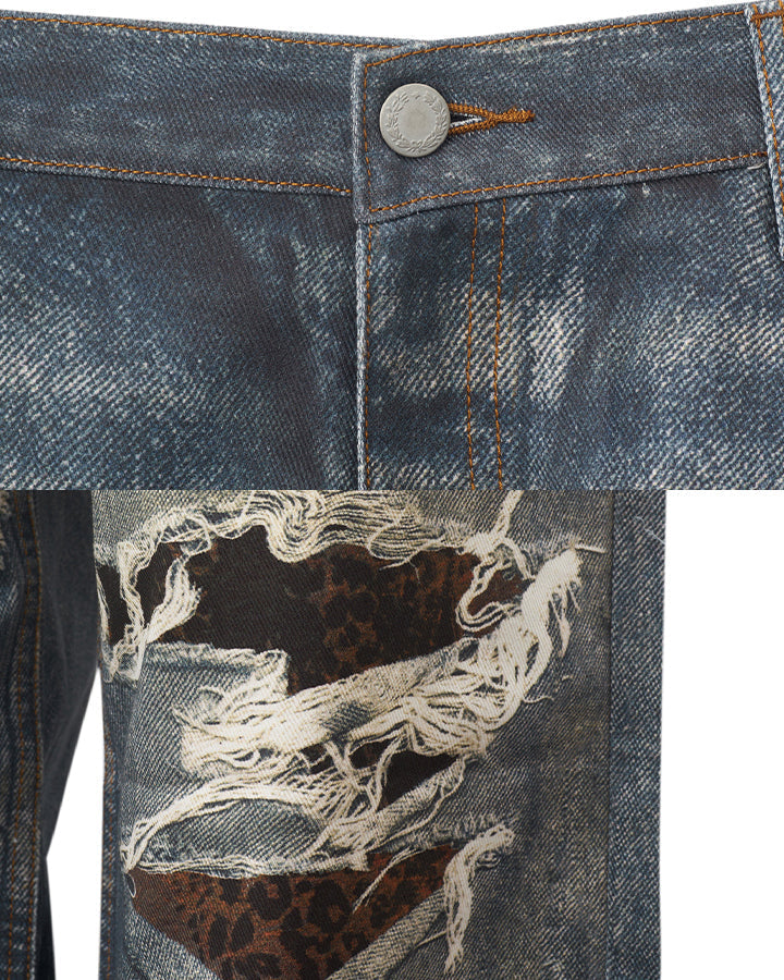 KIIKIO Y2K Star Graphic Flared Jeans
