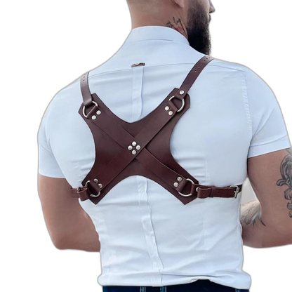 PU Leather Light Brown Chest Harness