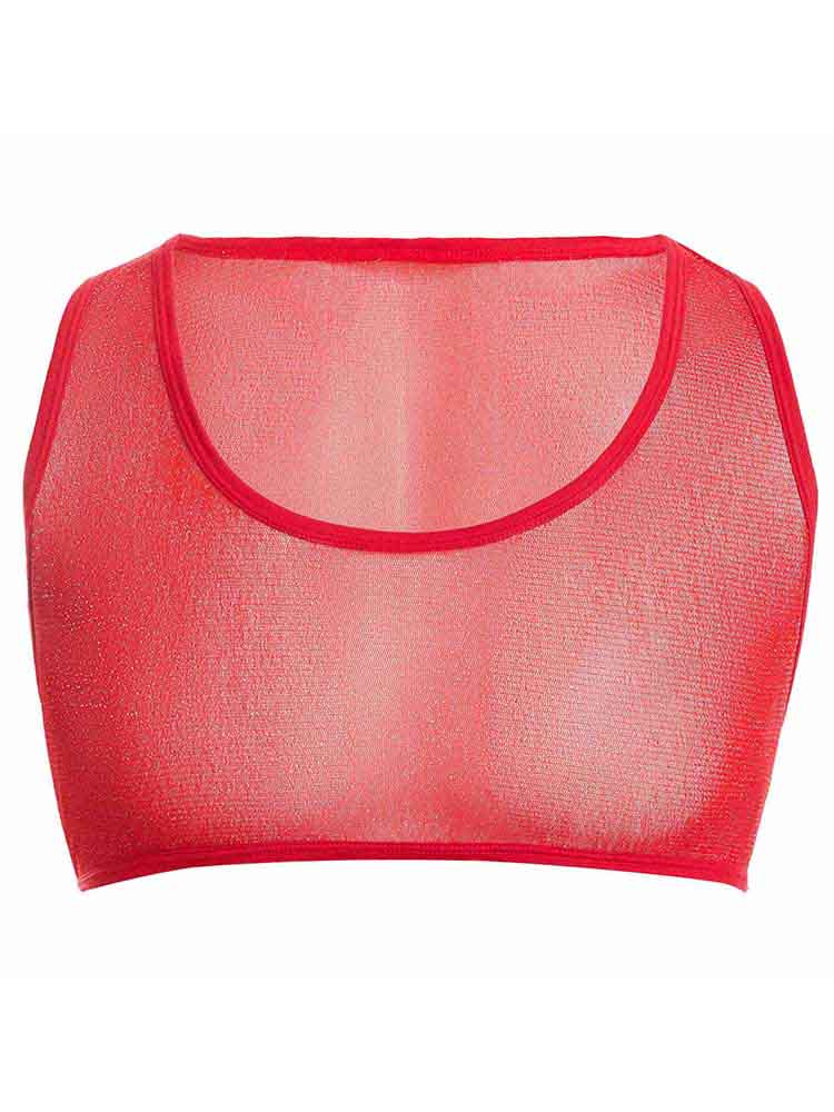Men's Shiny Sheer Mesh Crop Vest