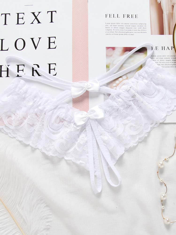 Men's Sexy Lace Bow Open-Crotch Briefs