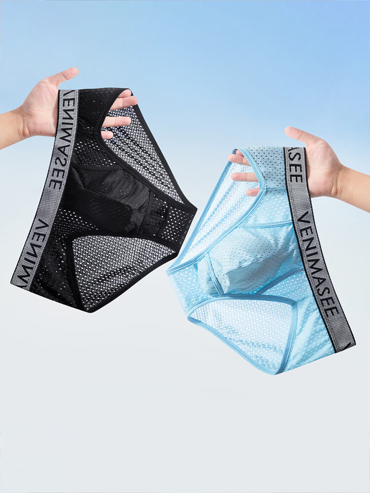 Men's Separated-Pouch Ice Silk Mesh Breathable Briefs