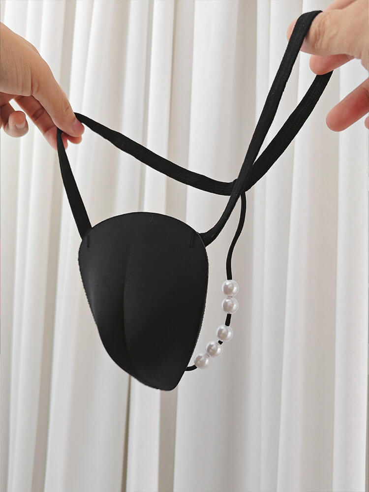 Men's Crossdressing Pearl Sponge Camel Toe Thong