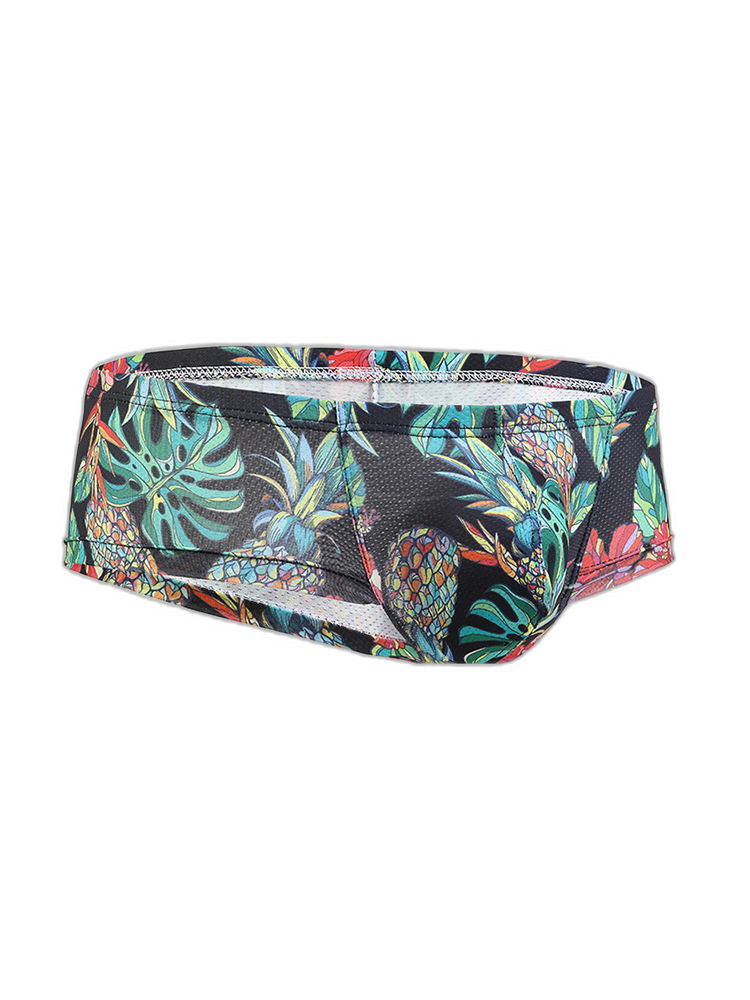 Men's Sexy Botanical Printed Mesh Underwear