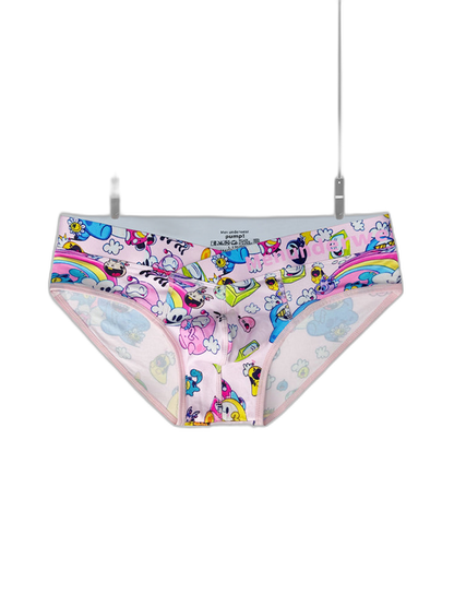 2 Pack Men's Playful Cartoon No-Tag Comfortable and Breathable Briefs