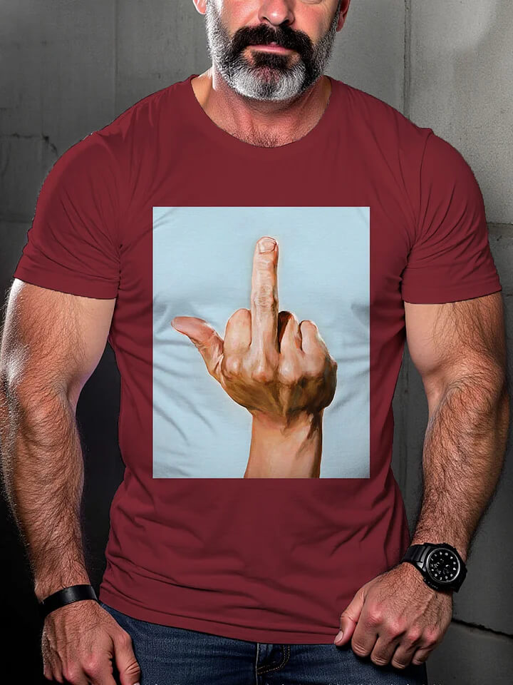 Men's Casual Middle Finger Hand Print Pride T-shirt