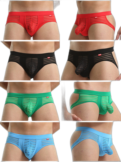 Men’s Sexy Striped Hollow Jockstrap With Separate Pouch