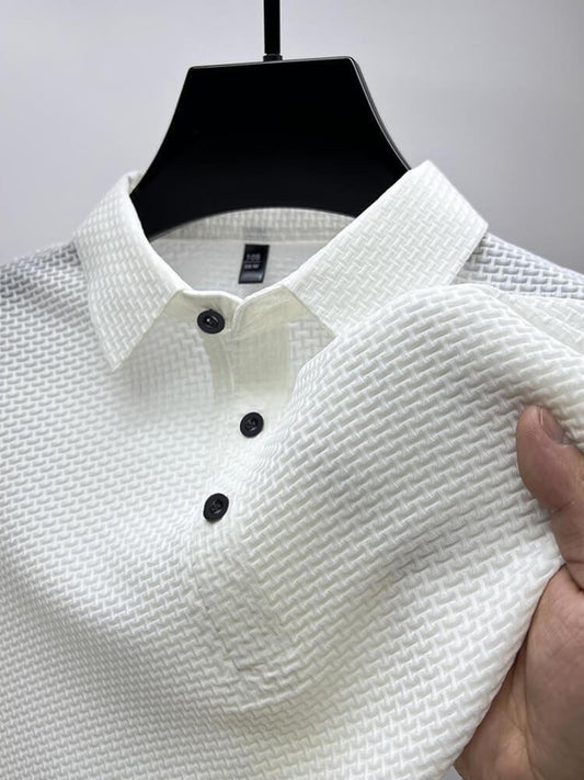 Men's Mesh Ice Silk Short-Sleeved Lapel T-shirt