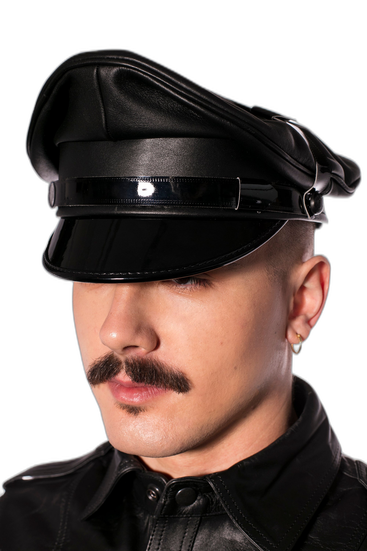 Prowler RED Leather Military Muir Cap Black