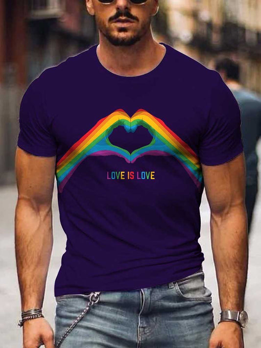 Men's LGBT Pride Love Is Love Rainbow T-shirt