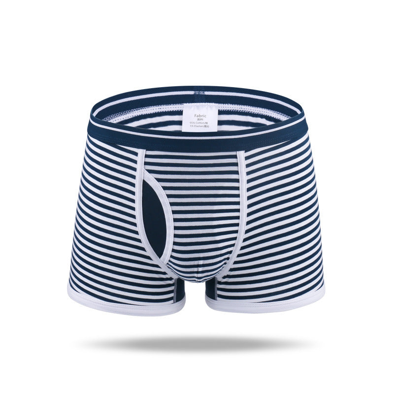Men's Striped Cotton Sports Boxer Briefs