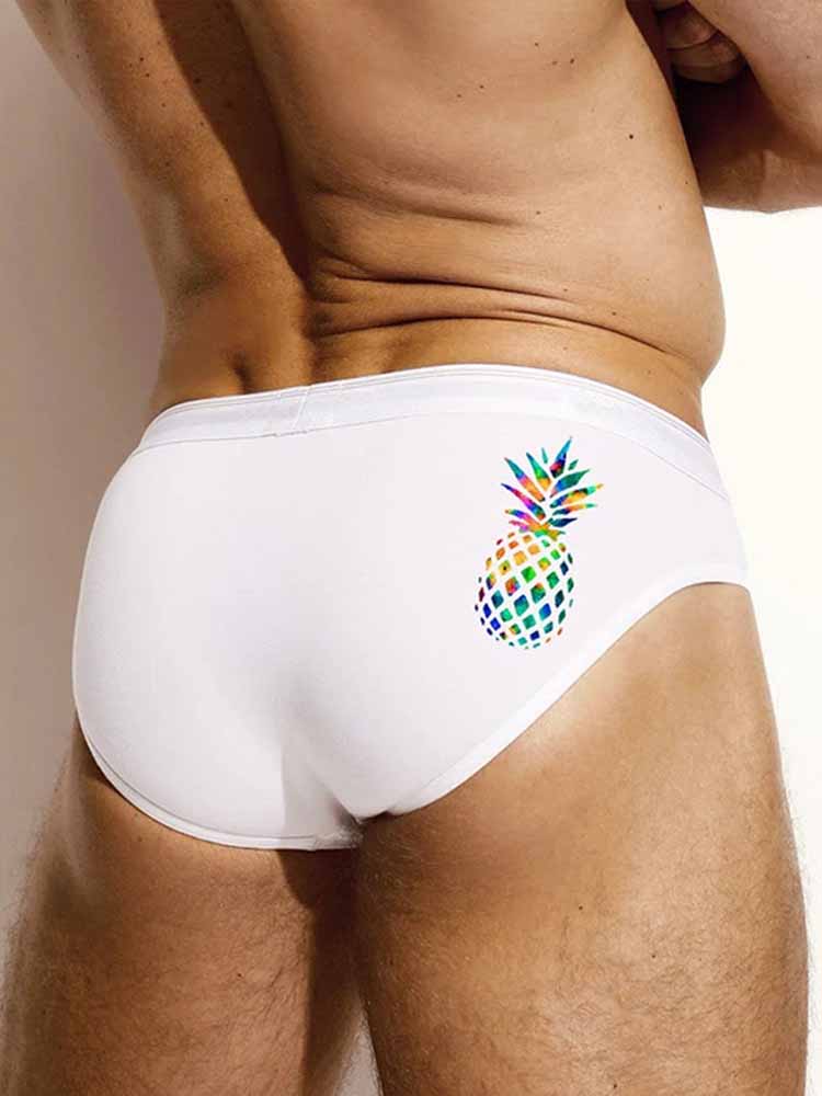 Men's Rainbow Pineapple Print Low Rise Briefs