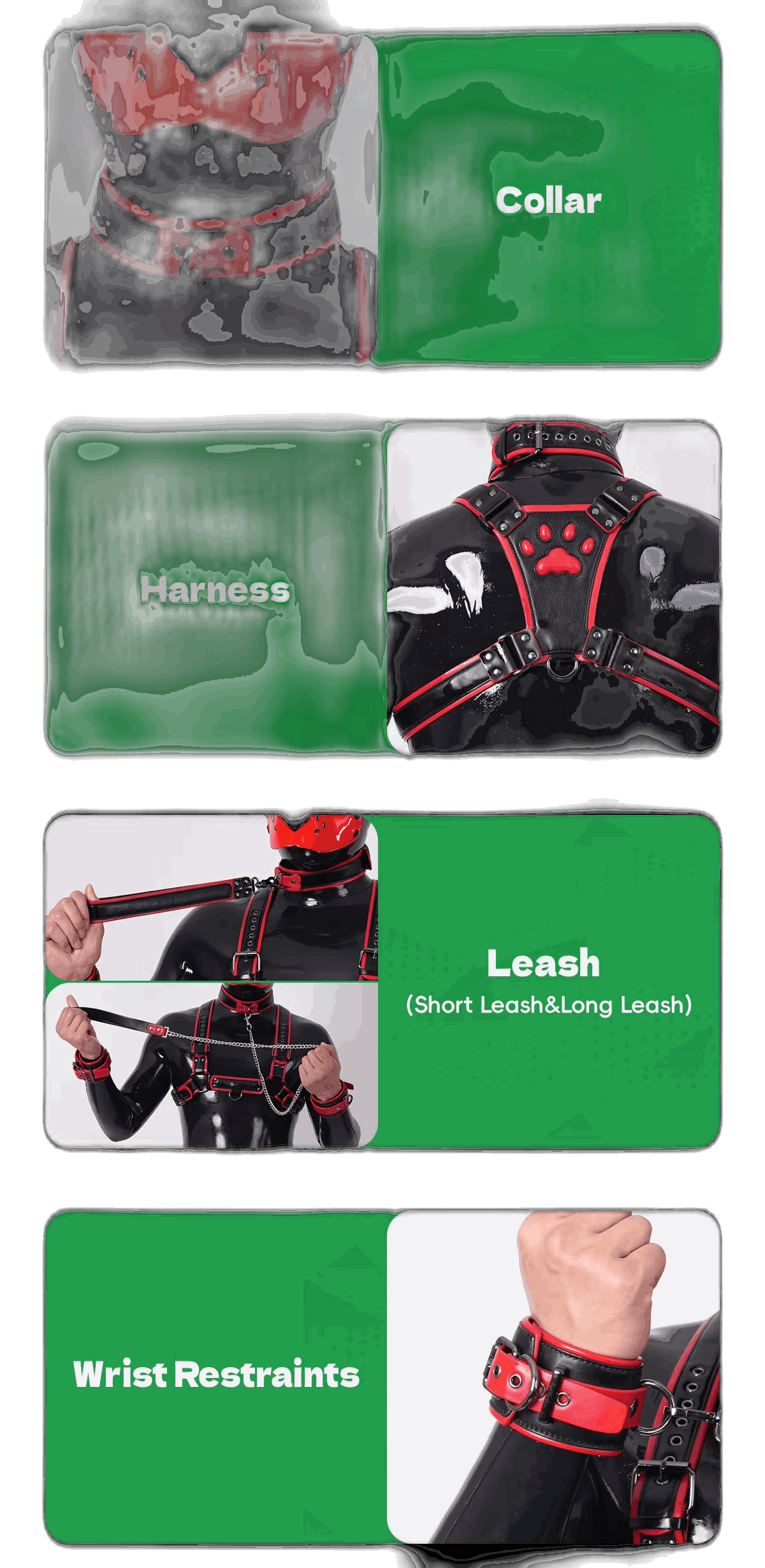 Furrjoi Harness, Cuff, Collar, Lead Underwear Bundle Black