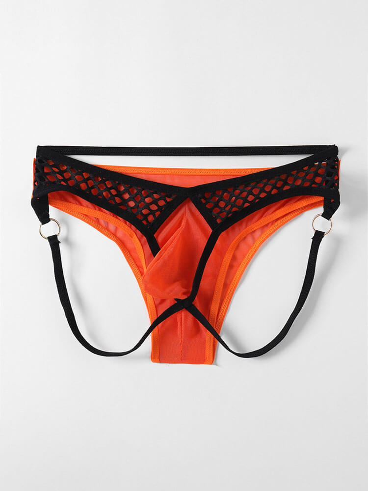 Men's Sexy Cut-Out Fishnet Stretchy Double Thong