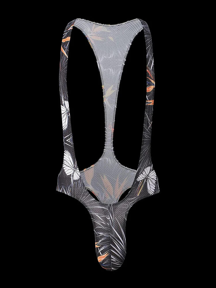 Men's Colorblock High Cut Thong Bodysuit