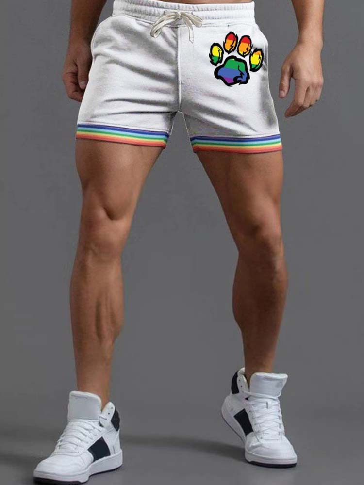 Men's Fashionable Rainbow Stripe Beach Shorts
