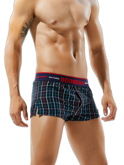 Men’s Relaxed Plaid Vent Cotton Boxers