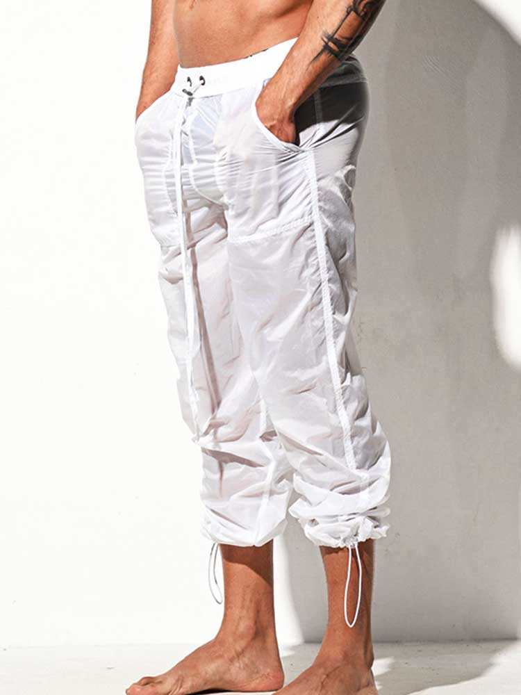 Men's Semi-Sheer Solid Color Beach Pants