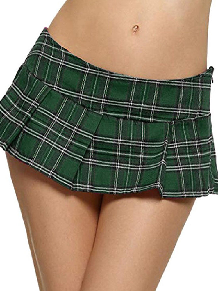 Pleated Checked Mini Skirt