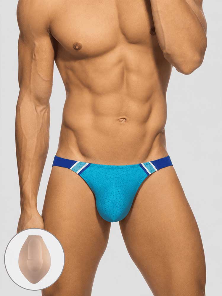 Men's Color Block Bikini Swim Briefs (With Cups)