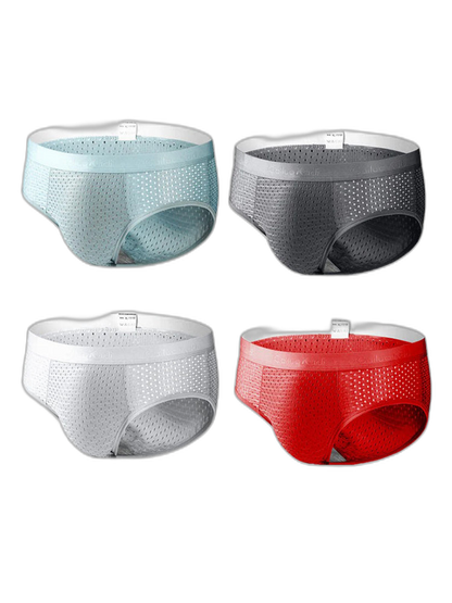 4 Pack Breathable Ice Silk Antibacterial Men's Briefs