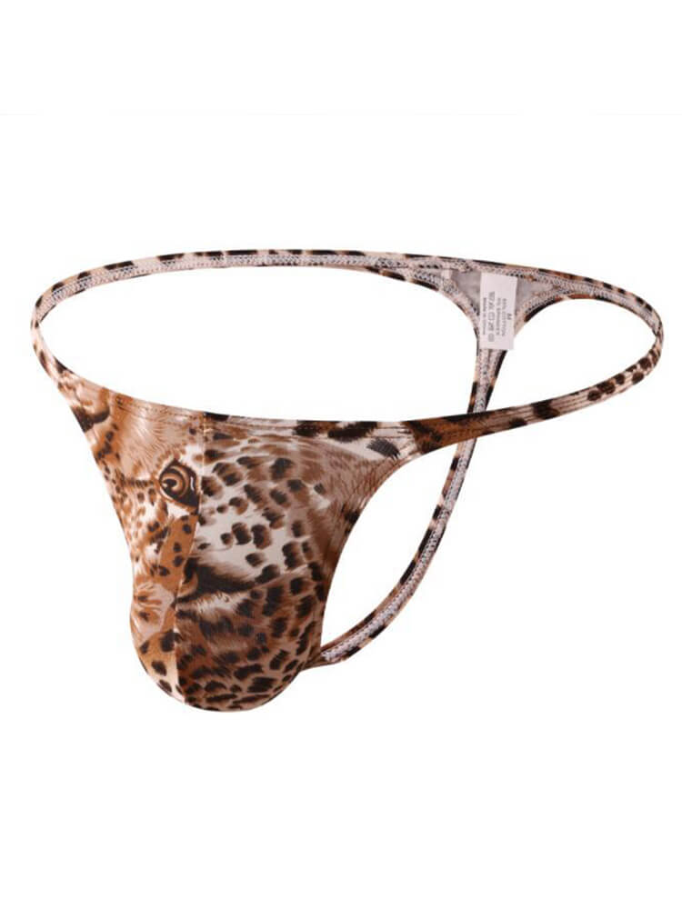 Men's Sexy Leopard Print Low-Rise Thin Strap Thong