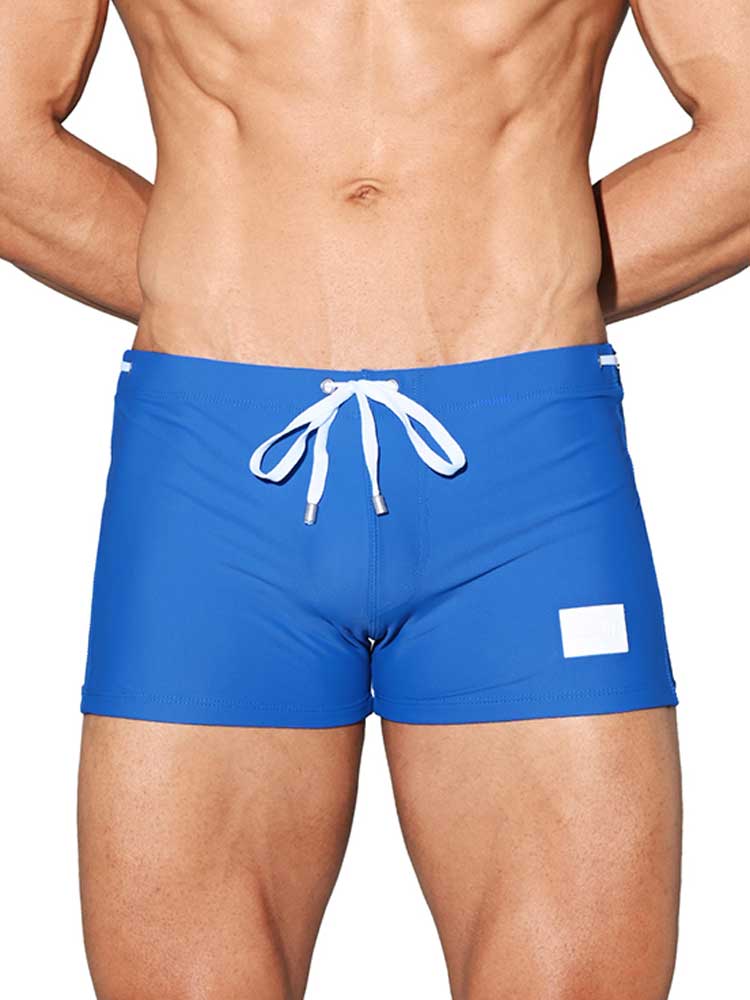 Men's High-Stretch Solid Drawstring Swim Trunks