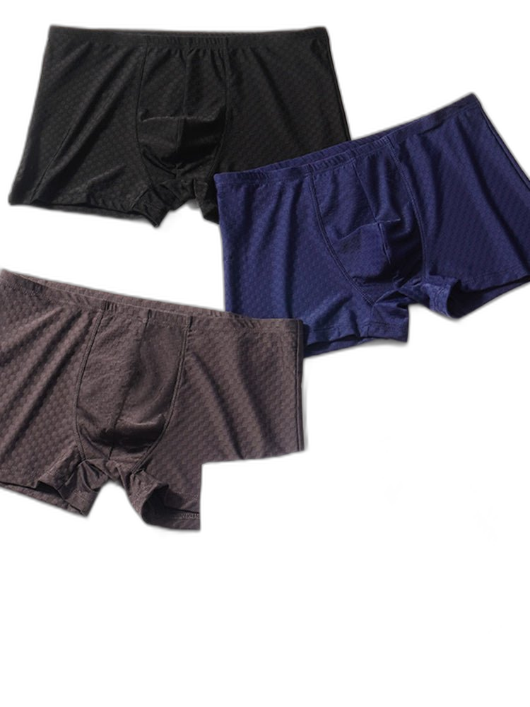 2 Pack Breathable Grid Ice Silk Men's Underwear
