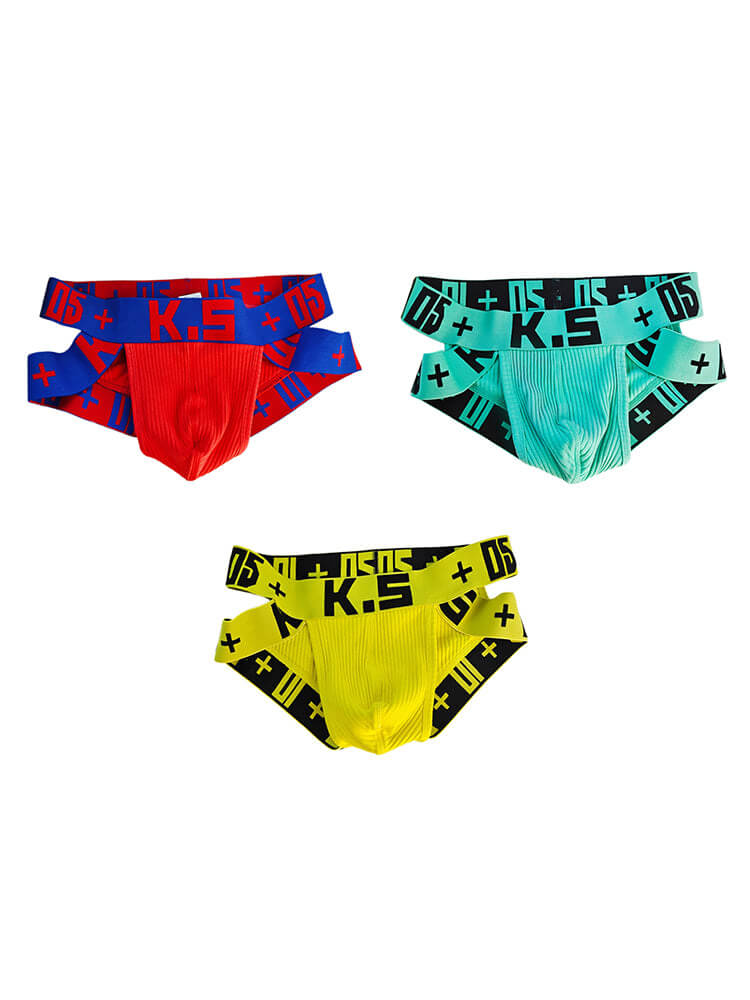 Men's Sexy High-Cut Ribbed Cotton Athletic Briefs