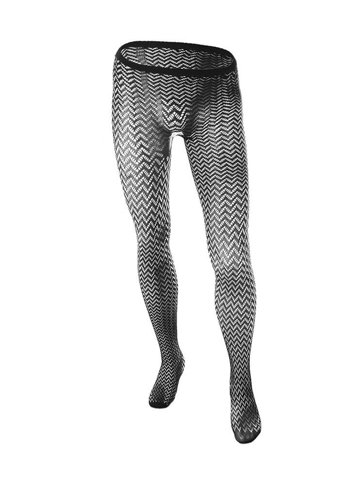 Men's Sexy Jacquard Black Fishnet Stockings