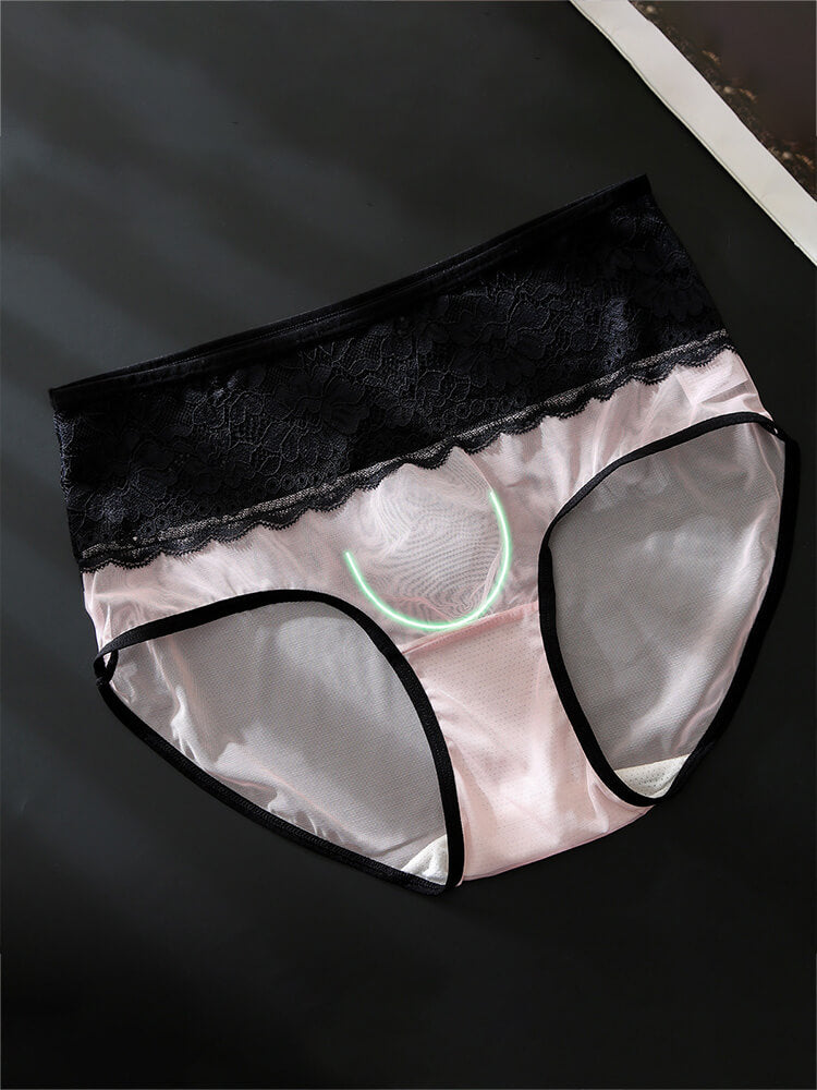 Men's Lace-Trimmed Mesh Panelled Thin Briefs