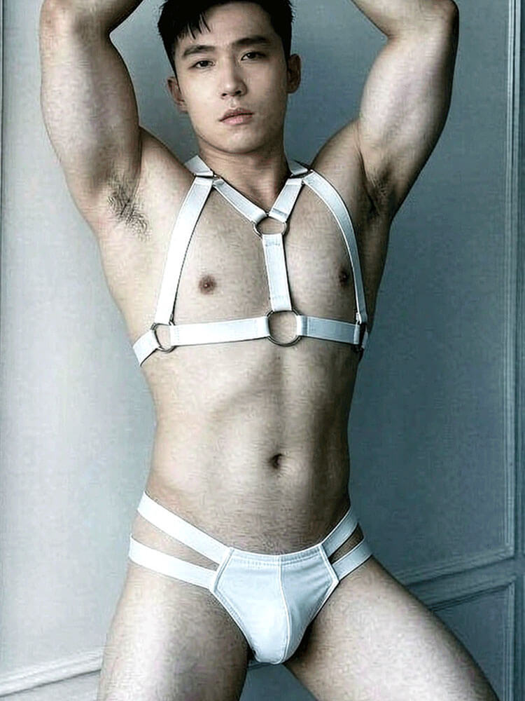 Men's Tight-Fitting Bondage Harness And Thong Set