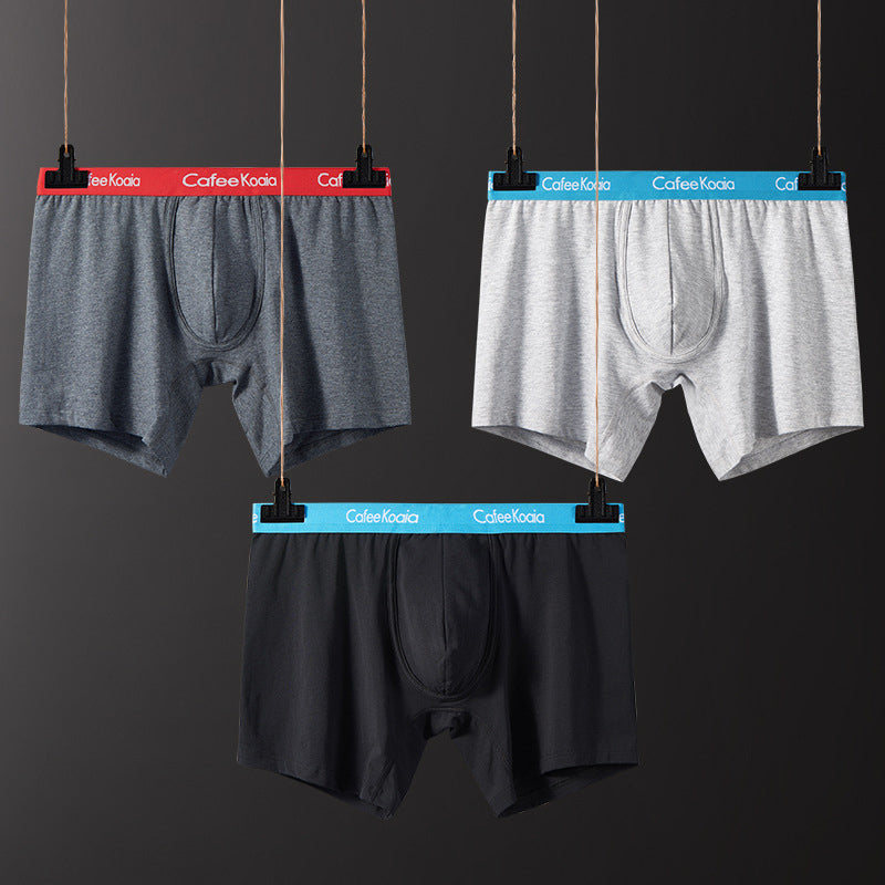 3Pcs Men's Sports Cotton Soft Solid Color Boxer Briefs