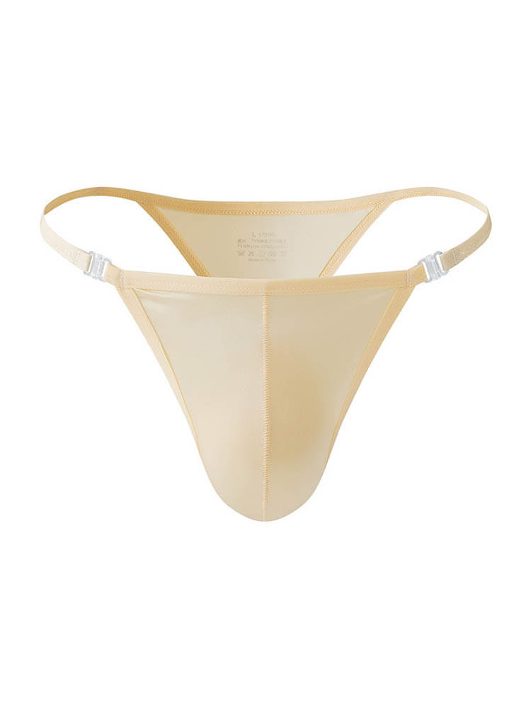 Men's Sexy Solid Color High Fork Buckle Thong